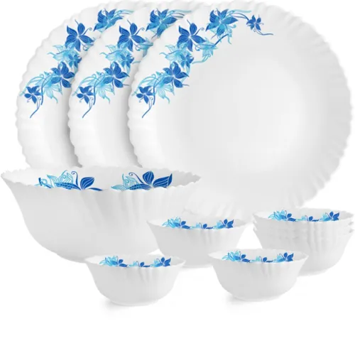 Image of cello Pack of 10 Opalware Dazzle Series Blue Swirl Crockery Set