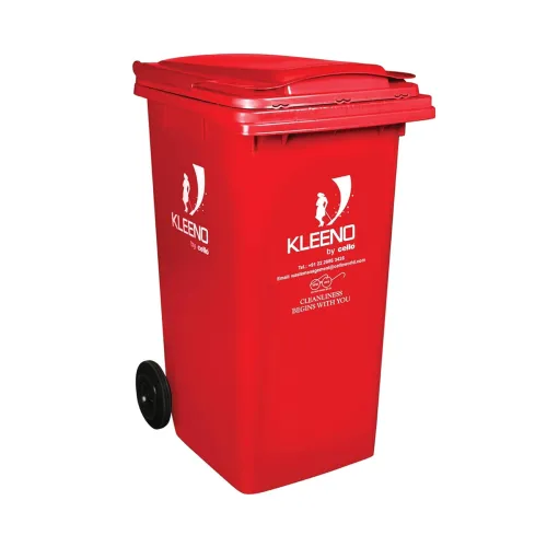 Image of CELLO Plastic Wheel Manual-Lift Garbage Waste Dustbin 240 Ltr-Red