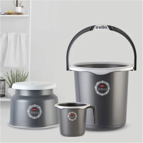 Image of Cello Stella Bathroom Set (Set of 3) Grey