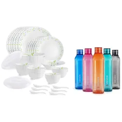 Cello Tropical Lagoon Dazzle Series Opalware Dinner Set: 35 Pieces