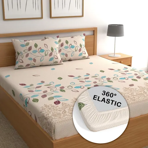 Image of CG HOMES Elastic Fitted Bedsheet for Double Bed