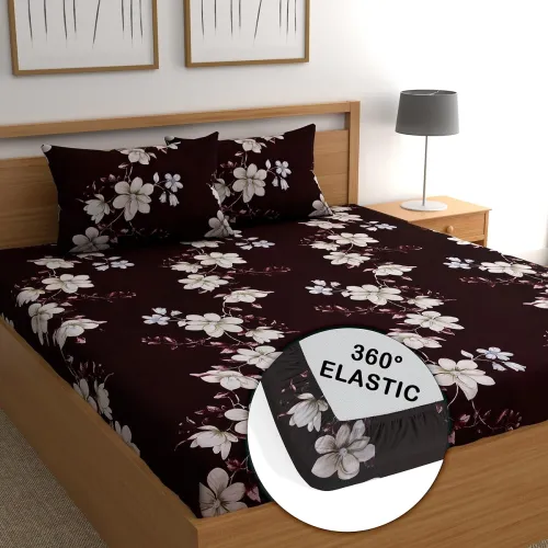 Image of CG HOMES Elastic Fitted Bedsheet for Double Bed