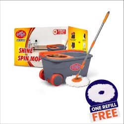 Chakaachak Shine Spin Mop with Steel Wringer + 1 Refill