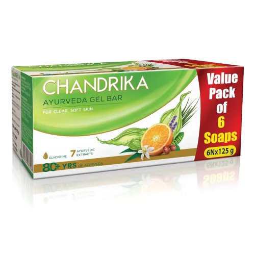 Image of Chandrika Glycerine Ayurveda Gel Bar| Glycerine Bath Soap | 125g (Pack of 6)