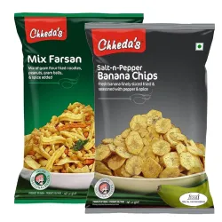 Chhedas - Salt N Pepper Banana Chips (350 Gm) and Mix Farshan (300 Gm) |