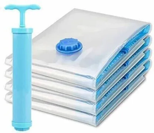 Image of Chias (Pack of 5) Vacuum Storage Reusable Zip Lock Space Saver Bags 3 Large (