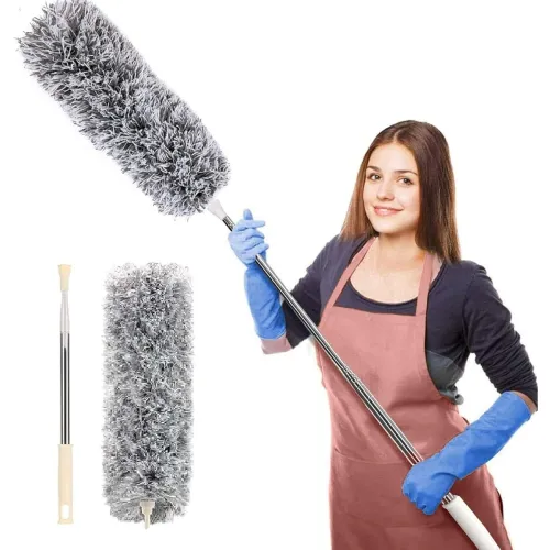 Image of CHIMMET Microfiber Feather Duster Bendable & Extendable Fan Cleaning Duster with 100 inches Expandable