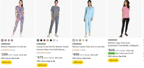 Image of CHKOKKO Women Casual Track Suit Starting @ ₹299