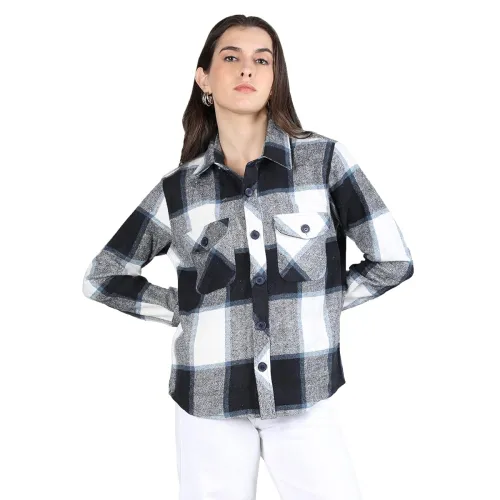 Image of CHKOKKO Women's Polyester Winter Shacket