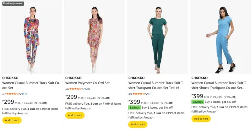 Image of CHKOKKO Women Summer Co-ord Set Flat 91% Discount