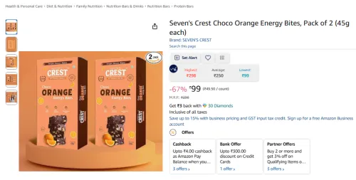 Image of Choco Orange Energy Bites, Pack of 2 (45g each)