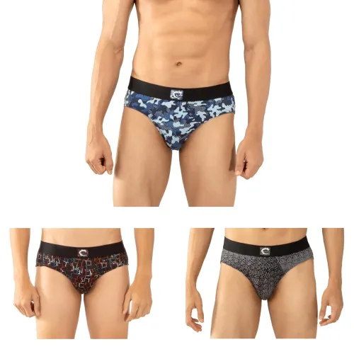 Image of Chromozome Men’s Cotton Stretch Printed Briefs – pack of 3