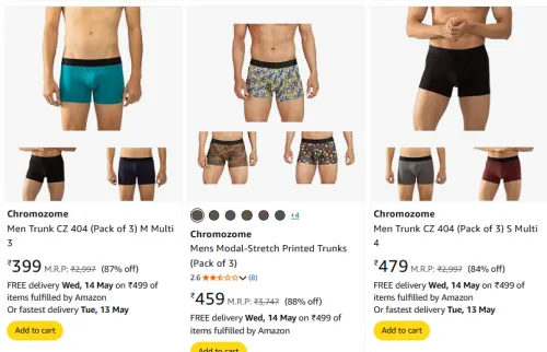 Image of Chromozome Men Trunks Set 3 Minimum 80% Discount