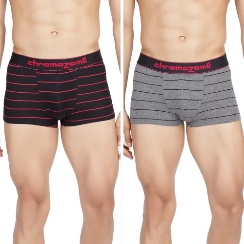 Image of Chromozome Mens Cotton-Stretch Striper Trunks Pack of 2