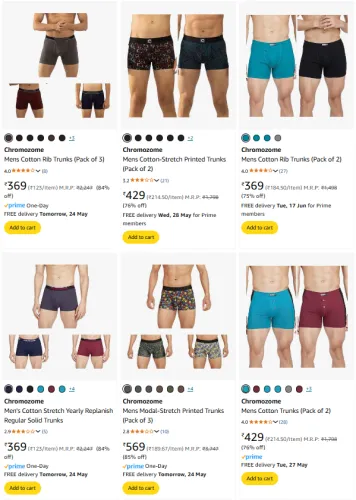 Image of Chromozome Mens Cotton Trunks @ Minimum 75% Discount
