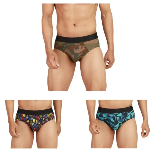 Image of Chromozome Mens Modal-Stretch Printed Briefs Pack of 3