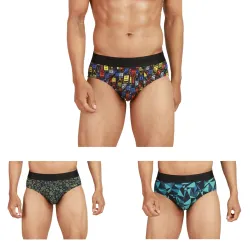 Chromozome Mens Modal-Stretch Printed Briefs (Pack of 3)