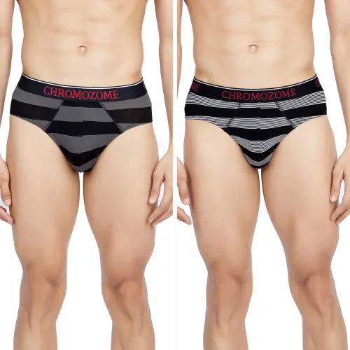 Image of Chromozome Mens Modal-Stretch Striper Briefs (Pack of 2)