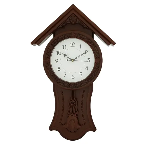 Image of CHRONIKLE Decorative Plastic Hut Style Analog English Numbercy Pendulum Wall Clocks Fan