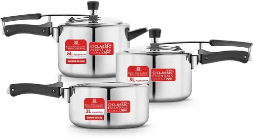 Image of Classic Essentials Prochef Aluminium Inner Lid Pressure Cooker Combo Gas Stove Compatible 2 L, 3 L, 5 L
