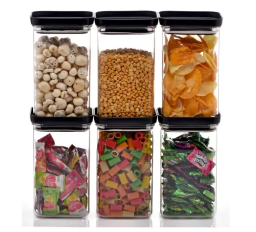 Image of Clazkit Air Tight Push Containers Storage Set 1100ml * Pack of 6 (Plastic)