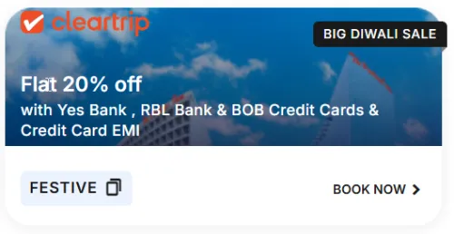 Image of Cleartrip Coupon: Flat 20% off with Yes Bank , RBL Bank & BOB Credit Cards & Credit Card EMI