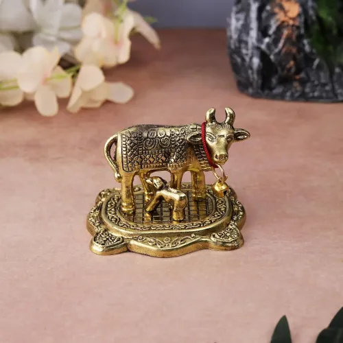 Image of Click Pujan Vastu Kamdhenu Cow (Golden Plated)