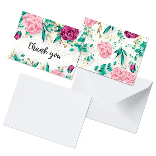 Image of Clickedin Thank You Cards, Elegant Flowers Theme, 12 Cards and Envelopes