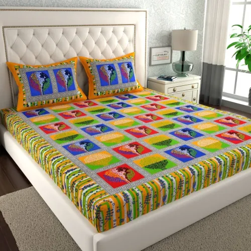 Image of CLOTHOLOGY 144 TC Cotton Double Printed Flat Bedsheet