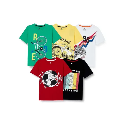 Image of Clotth Theory Boys Printed Bio Washed Cotton Half Sleeve T-Shirt for Boys- Pack of 5