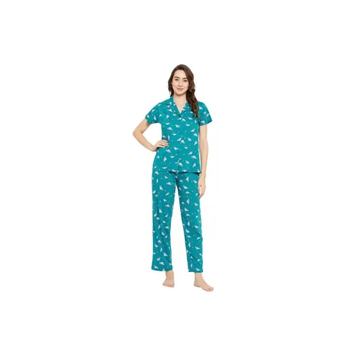 Image of Clovia Cotton Printed Shirt & Pyjama Set
