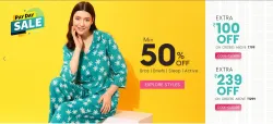 CLOVIA Pay Day sale : 50% off on Womens Wear + Extra ₹239 off