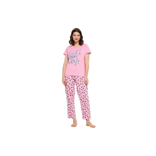 Image of Clovia Women's Cotton Printed Top & Pyjama Set