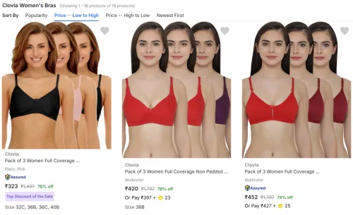 Image of Clovia Womens Bras Set of 3 From ₹323 