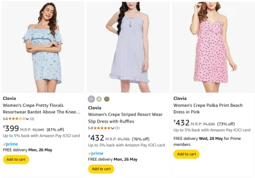Image of Clovia Women's Dresses at minimum 65% Discount