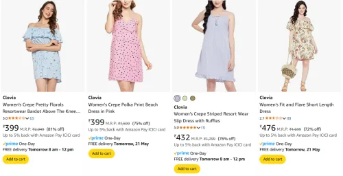 Image of Clovia Women's Dresses at minimum 70% Discount