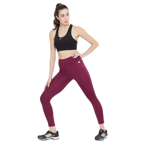 Image of Clovia Womens Mid Rise Activewear Ankle Length Slim Fit Tights