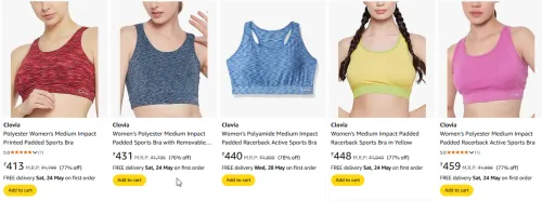 Image of Clovia Women's Sports Bra Minimum 75% Discount