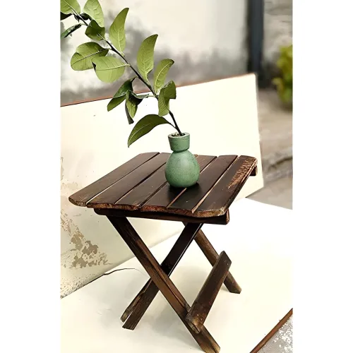 Image of ClufRox Wood Polished Coffee Stand Table 12 Inches