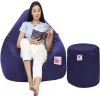 Coaster Shine XXL Leather Bean Bag Cover + Footstool (Indigo, No Filling)