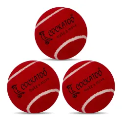 Cockatoo Rubber Cricket Tennis Ball (Red) (Pack of 3)