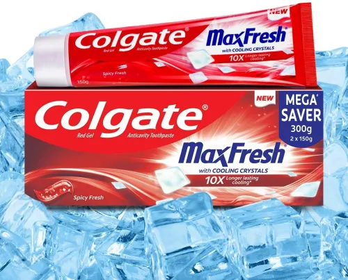 Image of Colgate MaxFresh Toothpaste, Red Gel Paste with Menthol - Spicy Fresh (Combo Pack) Toothpaste (300 g)