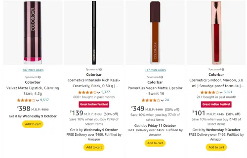 Image of Colorbar Lipsticks Online Start from ₹101