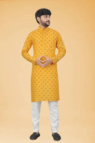 Image of Colorbenz Men Printed Cotton Blend Straight Kurta