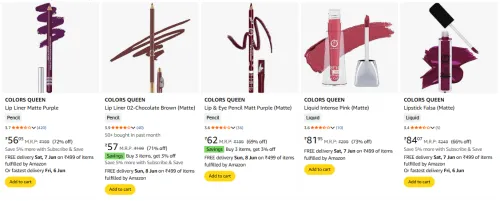Image of COLORS QUEEN Beauty Products Starting @ ₹56