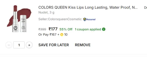 Image of COLORS QUEEN Kiss Lipstick 3g