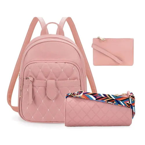 Image of Comfabie women's quilted backpack set, 3 pieces
