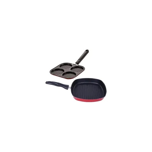 Image of Nirlon Nonstick Non-Induction Cookware Set of 2 & Grill Pan-22.5cm