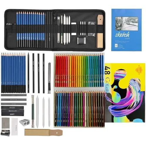 Image of Corslet 83 Pcs Sketch and Color Pencils Set
