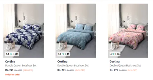 Image of Cortina Double Queen Bedsheet at Minimum 80% Discount